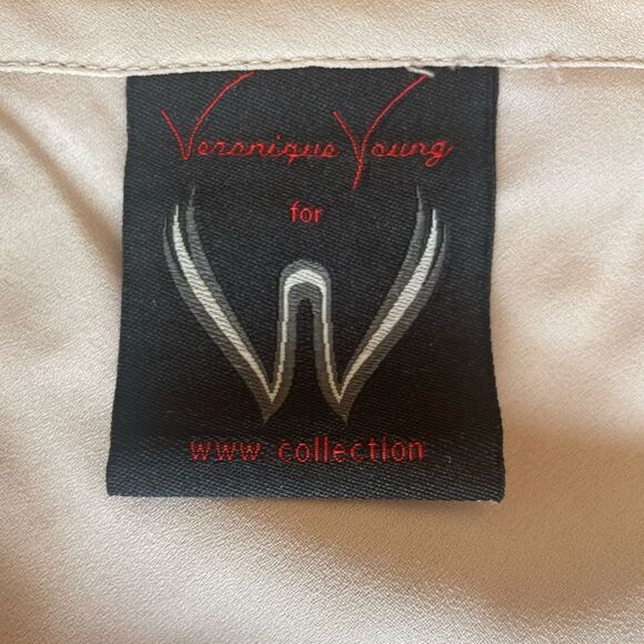 Veronique Young for W Cream Flowy Asymmetrical Maxi Skirt Flounced Hem Size 6 - Picture 8 of 11